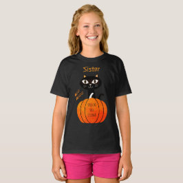Orange & Black Cute Girl-familjen Halloween T Shirt
