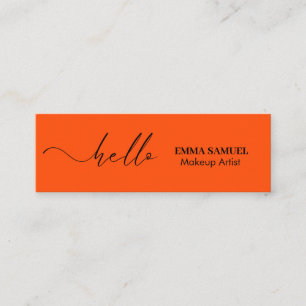 Orange Black Elegant Hej Minimum Calligraphy Mini Visitkort