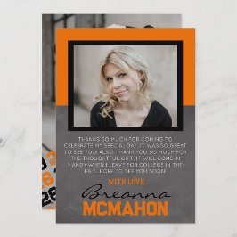 Orange & Black Examen 2 Foto Tackkort Inbjudningar