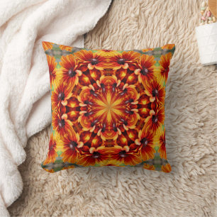Orange Black Eyed Susan Daisy Abstrakt Kudde