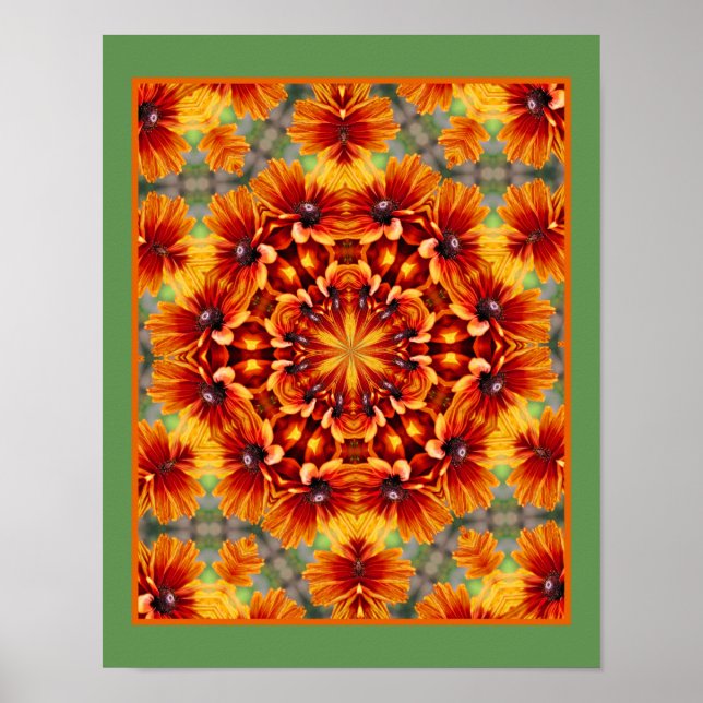 Orange Black Eyed Susan Daisy Abstrakt Poster (Framsidan)