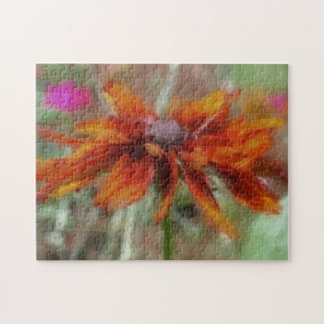 Orange Black Eyed Susan Flower Art Pussel (Horisontell)