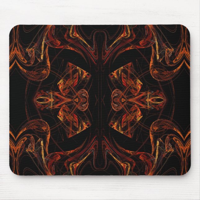 Orange & Black Fractal Mousepad Musmatta (Framsidan)
