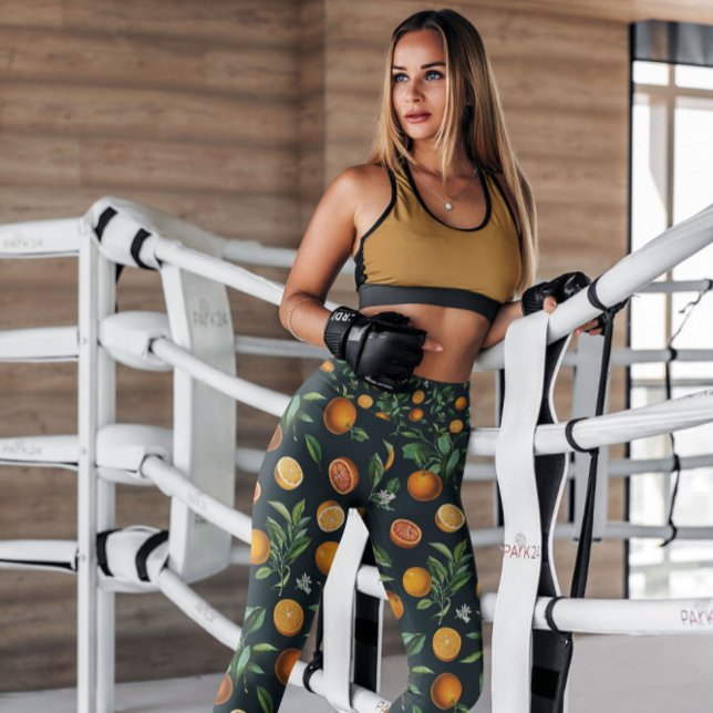 Orange Black Fruit Patterned | Lagar Leggings (Skapare uppladdad)