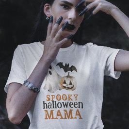 Orange Black Ghost Spooky Halloween Mamma T Shirt
