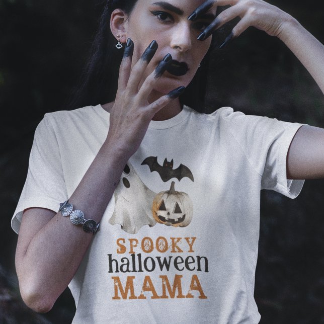 Orange Black Ghost Spooky Halloween Mamma T Shirt (Skapare uppladdad)