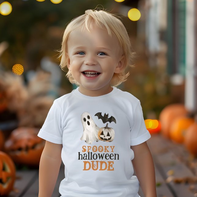 Orange Black Ghost Spooky Halloween T Shirt (Skapare uppladdad)