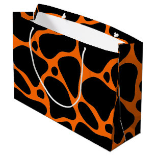 Orange & Black Giraffe Mönster Large Gift Bag