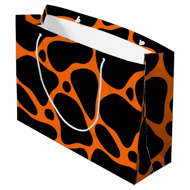 Orange & Black Giraffe Mönster Large Gift Bag (Baksidan Vinklad)