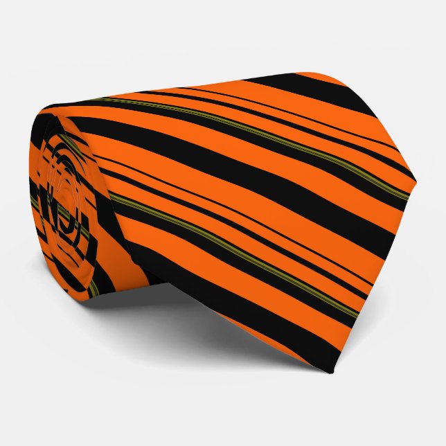Orange Black Grönt stripe Mönster Slips (Rullad)