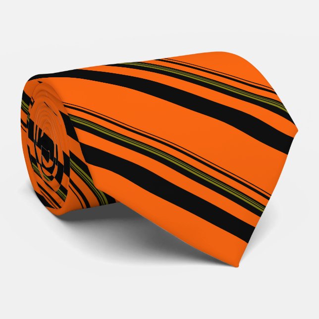 Orange Black Grönt stripe Mönster Slips (Rullad)