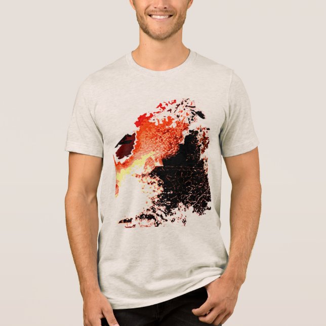 Orange Black Gult Airbrush Paint Stänk Design T Shirt (Framsida)