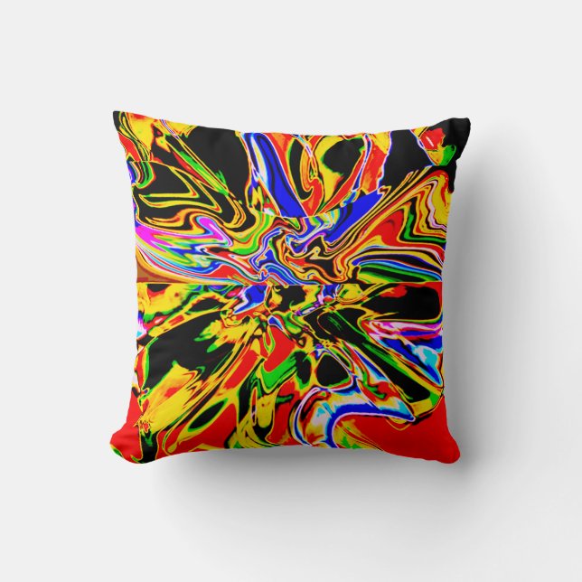 Orange Black Gult Psychedelic Flower Art Design Kudde (Framsida)