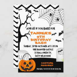 Orange Black Halloween Birthday-inbjudan Inbjudningar