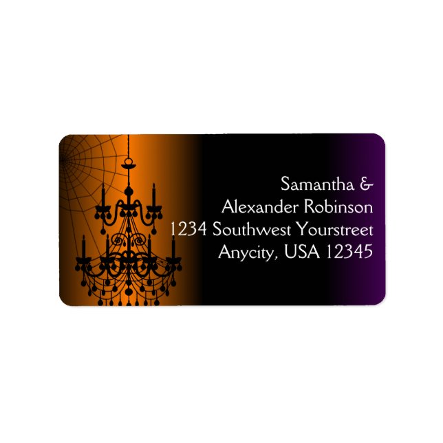 Orange/Black Halloween Chandelier Adressetikett (Framsidan)