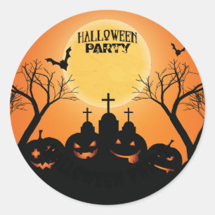 Orange Black Halloween fest Pumpkin Graveyard Runt Klistermärke