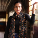 Orange Black Halloween Pumpkins Mönster Sjal<br><div class="desc">Orange Black Halloween Pumpkins Mönster Scarf</div>