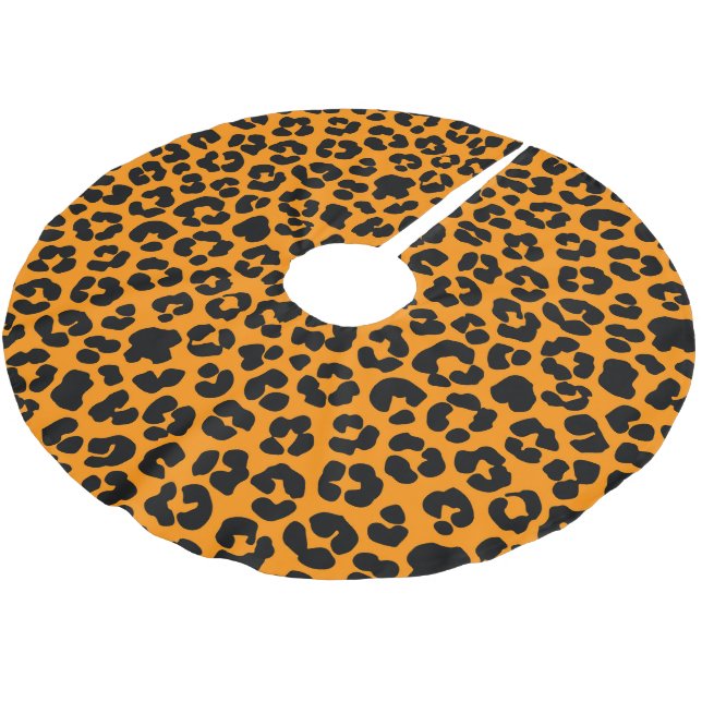 Orange Black Leopard Skriv ut Mönster Halloween De Julgransmatta Borstad Polyester (Vinklad)