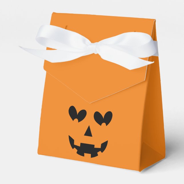Orange & Black Lycklig Heart Pumpkin Halloween Presentaskar (Framsidan Sidan)