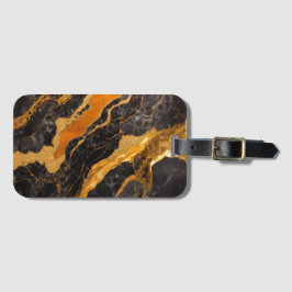Orange Black Marble Mönster med Guld Bagagebricka