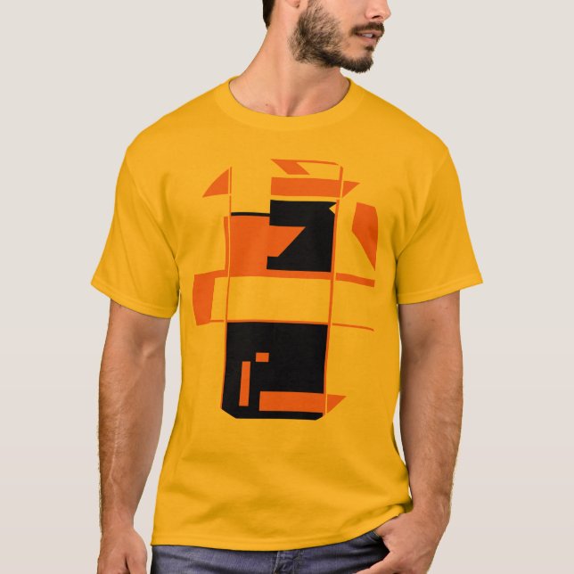 Orange Black MCM-inspirerad Geometric Abstrakt Art T Shirt (Framsida)