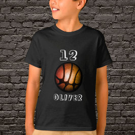 Orange Black Metallic Basketball Boll Boy T-Shirt