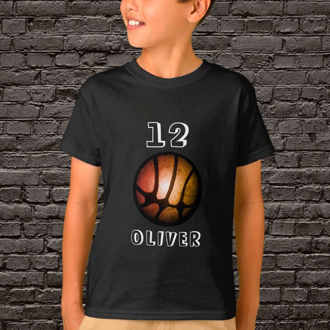 Orange Black Metallic Basketball Boll Boy T-Shirt (Skapare uppladdad)