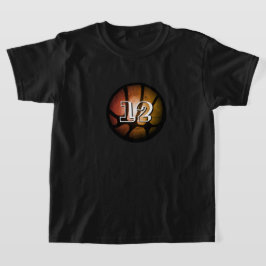 Orange Black Metallic Basketball Boll Number T Shirt