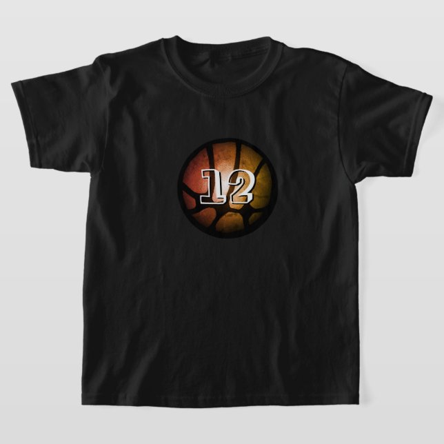 Orange Black Metallic Basketball Boll Number T Shirt (Laydown)
