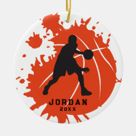 Orange Black Personlig Basketball Player Julgransprydnad Keramik