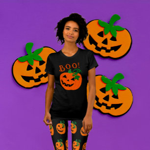 Orange Black Personlig Jack o lantern Boo T Shirt
