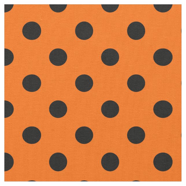 Orange Black Polka dots Textile Tyg (Närbild)