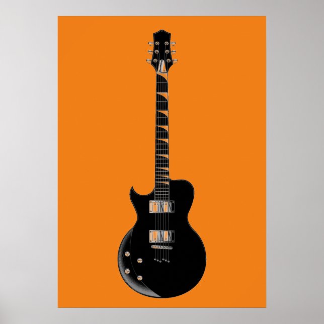 Orange Black Pop Art Electric Guitar Poster (Framsidan)