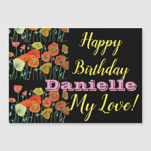 Orange Black Poppy Grattis på födelsedagen Magneti