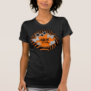 Orange Black Silver Zebra Glitter Rockstjärna TShi Tee Shirt