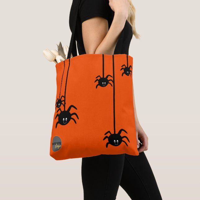 ORANGE BLACK SPIDER HALLOWEEN Business LOGOTYP ANP Tygkasse (Närbild)