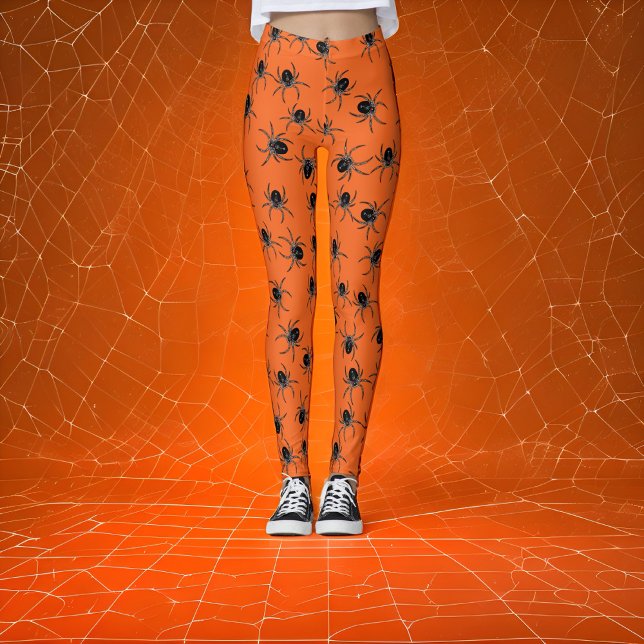 Orange Black Spider Halloween Leggings (Skapare uppladdad)