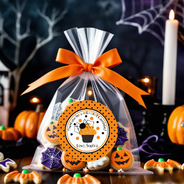 Orange Black Spider Polka dots Halloween Birthday Runt Klistermärke
