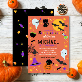 Orange Black Spooktacular Halloween Birthday Inbjudningar