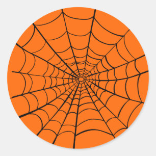 Orange Black Spooky Halloween Spindelnät Runt Klistermärke