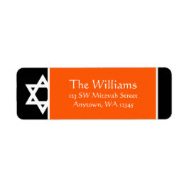 Orange Black Star of David Returadress Etikett