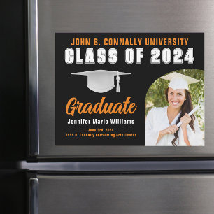 Orange Black Student Photo Studenten Magnet Card
