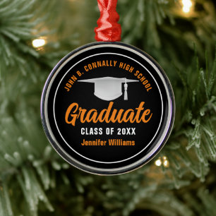Orange Black Studenten Personlig jul Julgransprydnad Metall