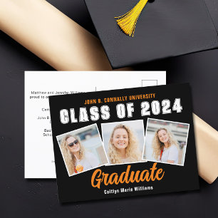 Orange Black Studenten Photo Collage Student Meddelande Vykort