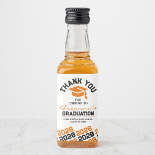 Orange & Black Studenten Tack Mini Spritflaskor Etikett