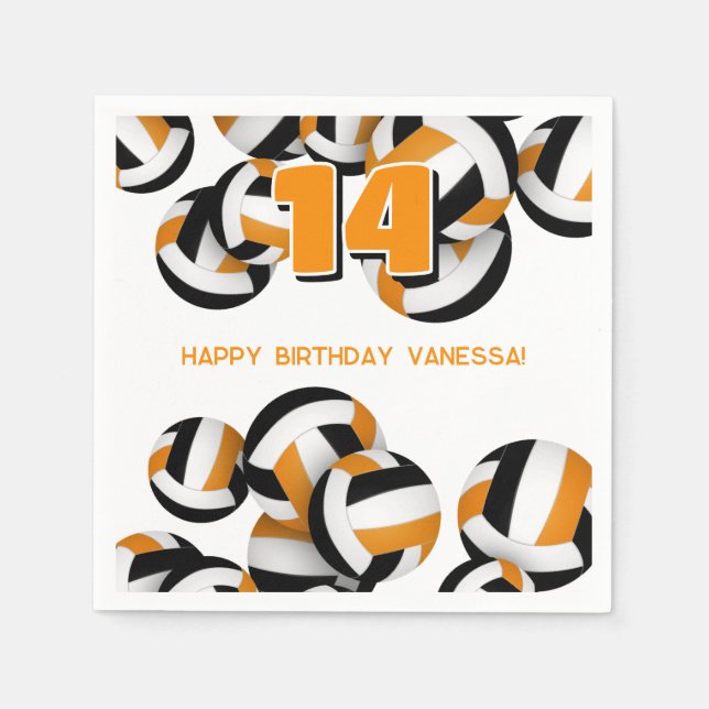 orange Black Team färg volleyball Children Sport Pappersservett (Framsidan)