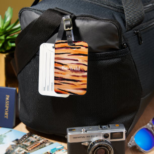 Orange Black Tiger Animal Print Bagagebricka
