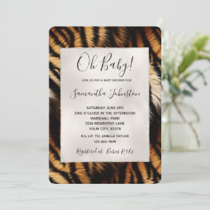 Orange Black Tiger Animal Print Inbjudningar