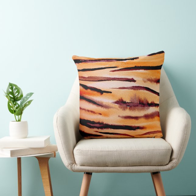 Orange Black Tiger Animal Print Kudde (Stol)