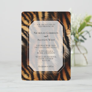 Orange Black Tiger Rand Animal Print Bröllop Inbjudningar